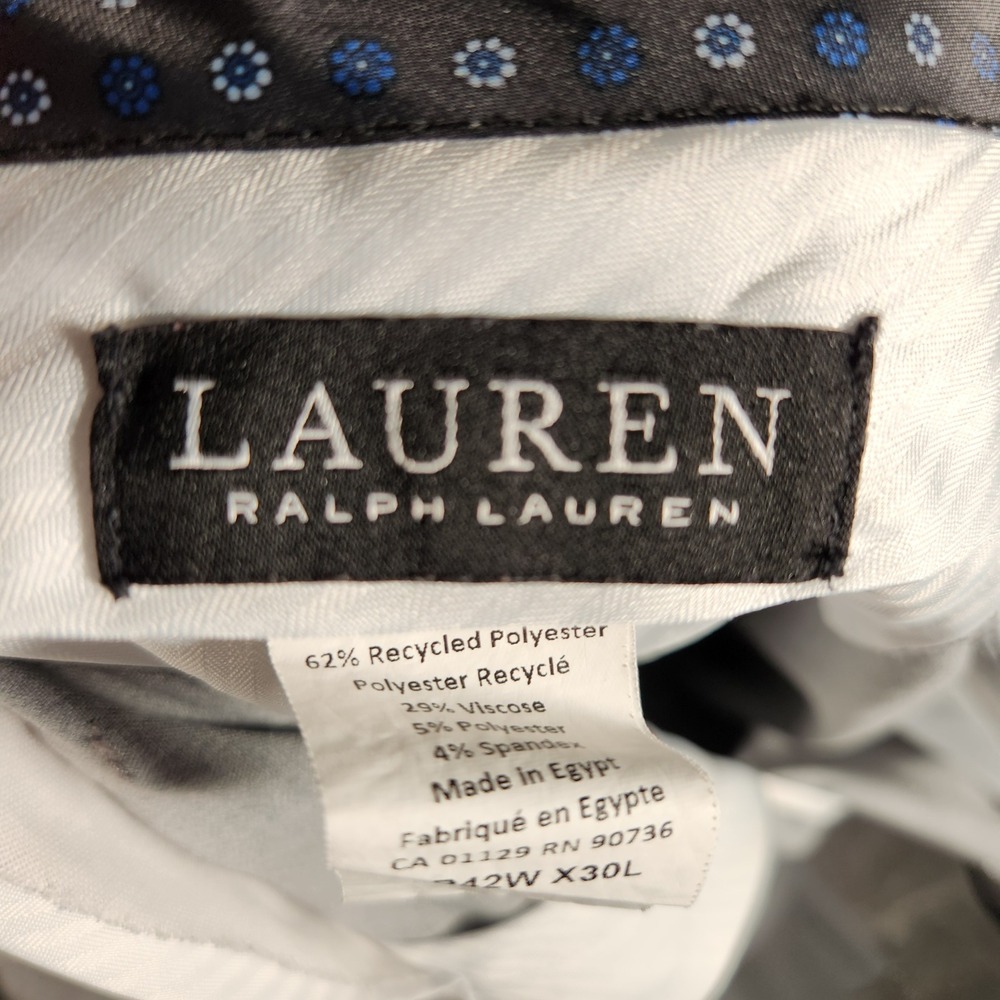 Lauren Ralph Lauren Dress Pants Mens 42x30 Gray Excellent Stretch Flat Front - Picture 7 of 13